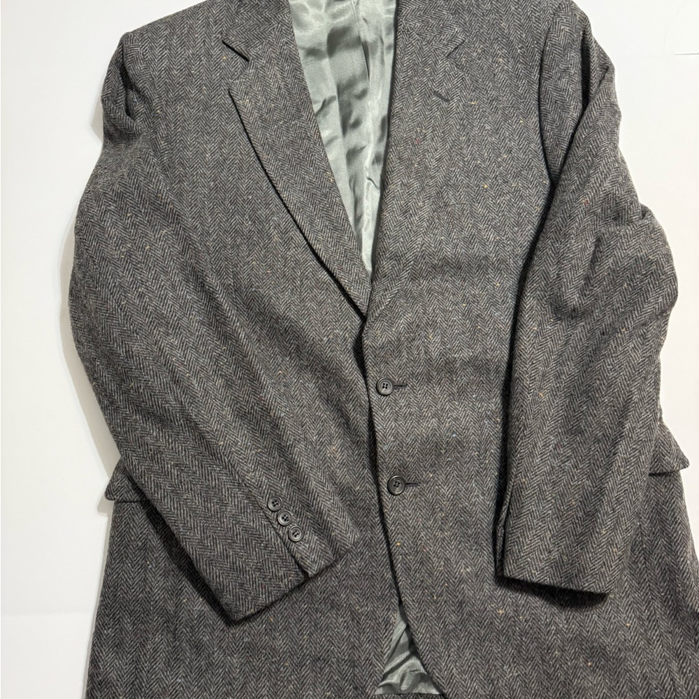 Elegant Charcoal Herringbone Blazer